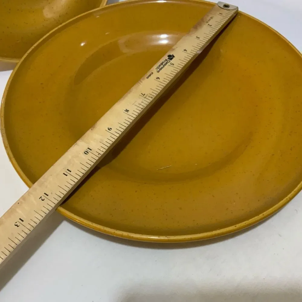 IKEA Mustard Yellow Large 12” Pasta & one salad plate 9” Mint Gold